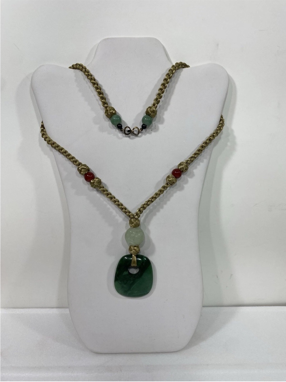 KYLO 925 Kai Yin Lo Green Aventurine Stone pendant necklace w/ jade & Carnelian